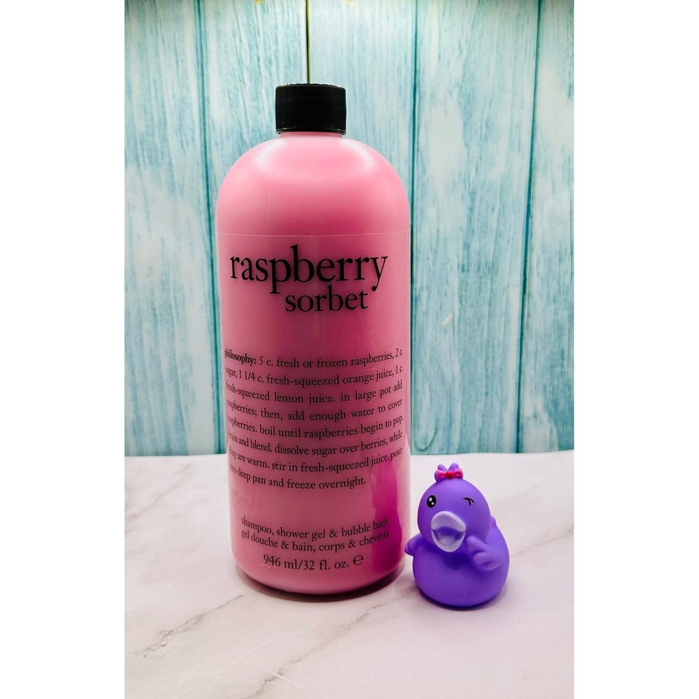 32 oz Philosophy Raspberry Sorbet 3-in-1 Shampoo Shower Gel Bubble Bath w/ Pump